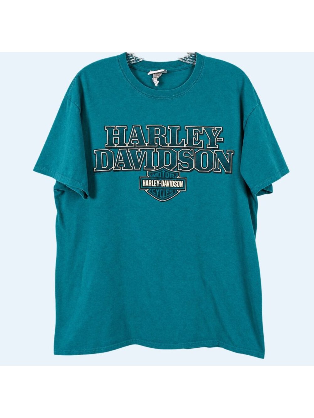 Harley Davidson T Shirt Mens L Vintage Cancun Mexico Skull Turquoise Double Side